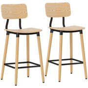 Set 2 Sedie da Bar con Schienale ¨C zephmum ¨C Legno e Metallo Colore Chiaro