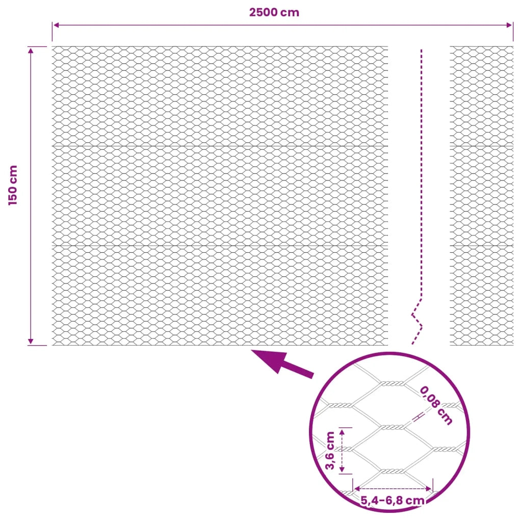 Recinzione Esagonale Grigio 1,6 x 25 m PVC 42005551