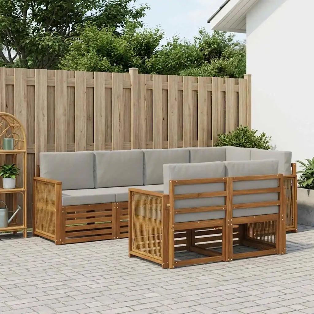 Set divano sezionale con cuscino 6 pcs Naturale e Grigio Chiaro 3384477