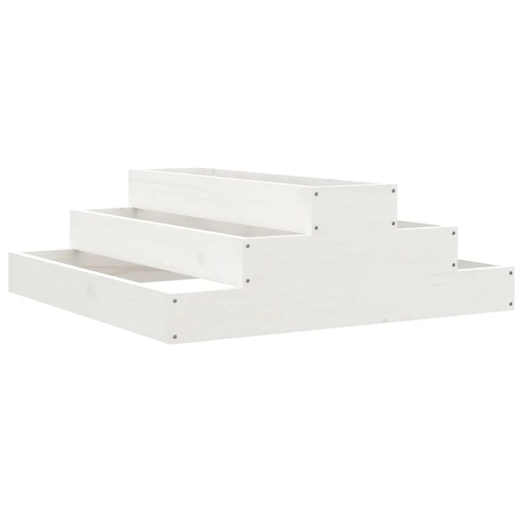 Fioriera rialzata per piante e fiori terrazza/giardino 80 x 80 x 27 cm legno massello di pino bianco 02_0037900