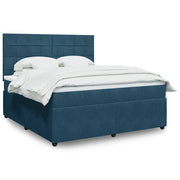 vidaXL Giroletto a Molle con Materasso Blu 180x200 cm in Velluto