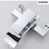 "ROSA" | Rubinetto per vasca a cascata doccia cromata| in acciaio inox con doccetta e supporto Set completo termostato vasca con rubinetto miscelatore