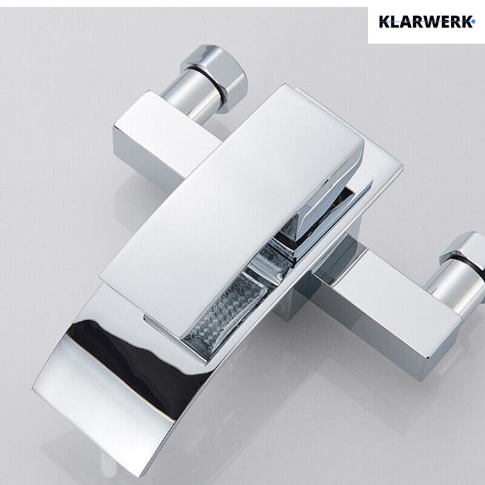 "ROSA" | Rubinetto per vasca a cascata doccia cromata| in acciaio inox con doccetta e supporto Set completo termostato vasca con rubinetto miscelatore