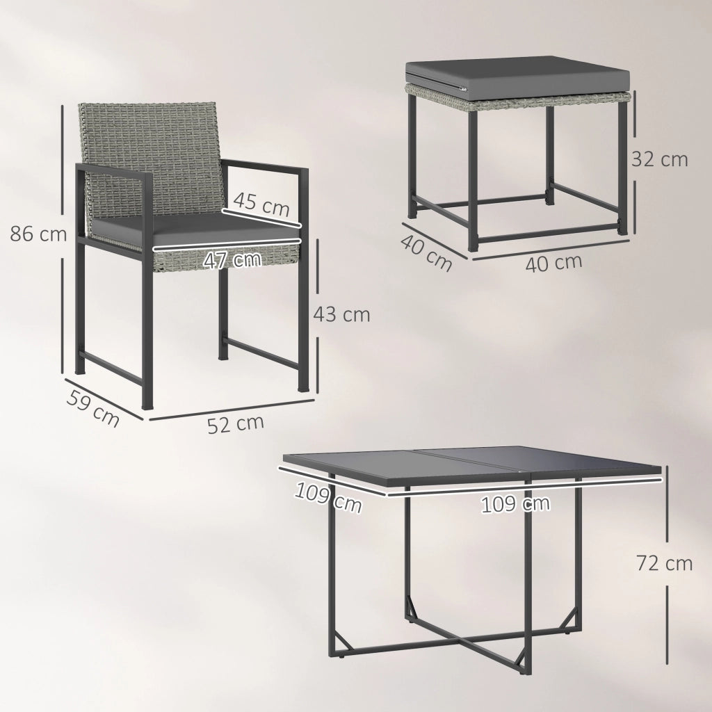 Set tavolo e sedie da giardino 8 posti ¨C zephmum ¨C polyrattan grigio con cuscini e piano vetro