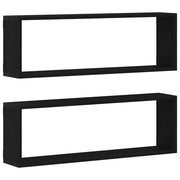 2 pz Scaffali da Parete | Mensola sospesa Rovere Nero 80 x 15 x 26 cm