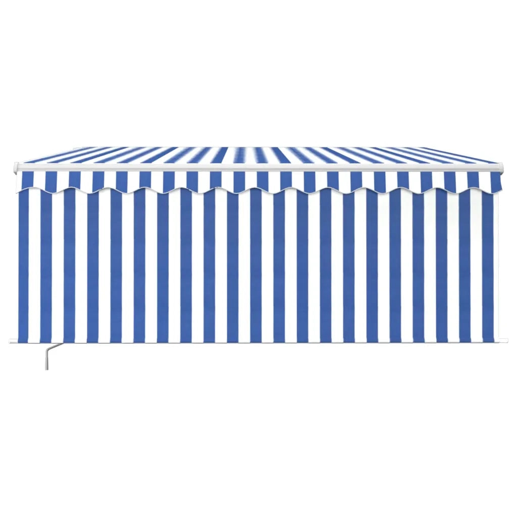 Tenda Sole Retrattile Manuale con LED 3,5x2,5 m Blu e Bianco 3069281