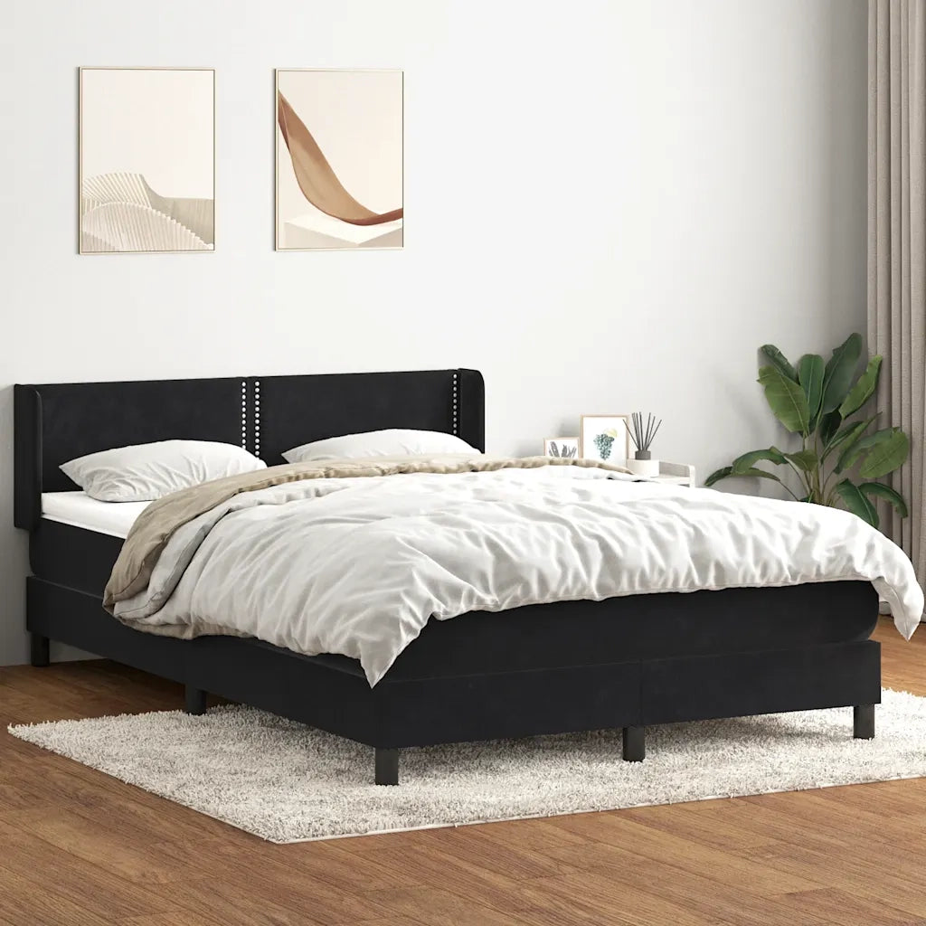Giroletto a Molle con Materasso Nero 160x210 cm in Velluto 3318035