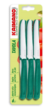 Set 6 Coltelli da Tavola con Lama Seghettata Verde Brillante Kaimano