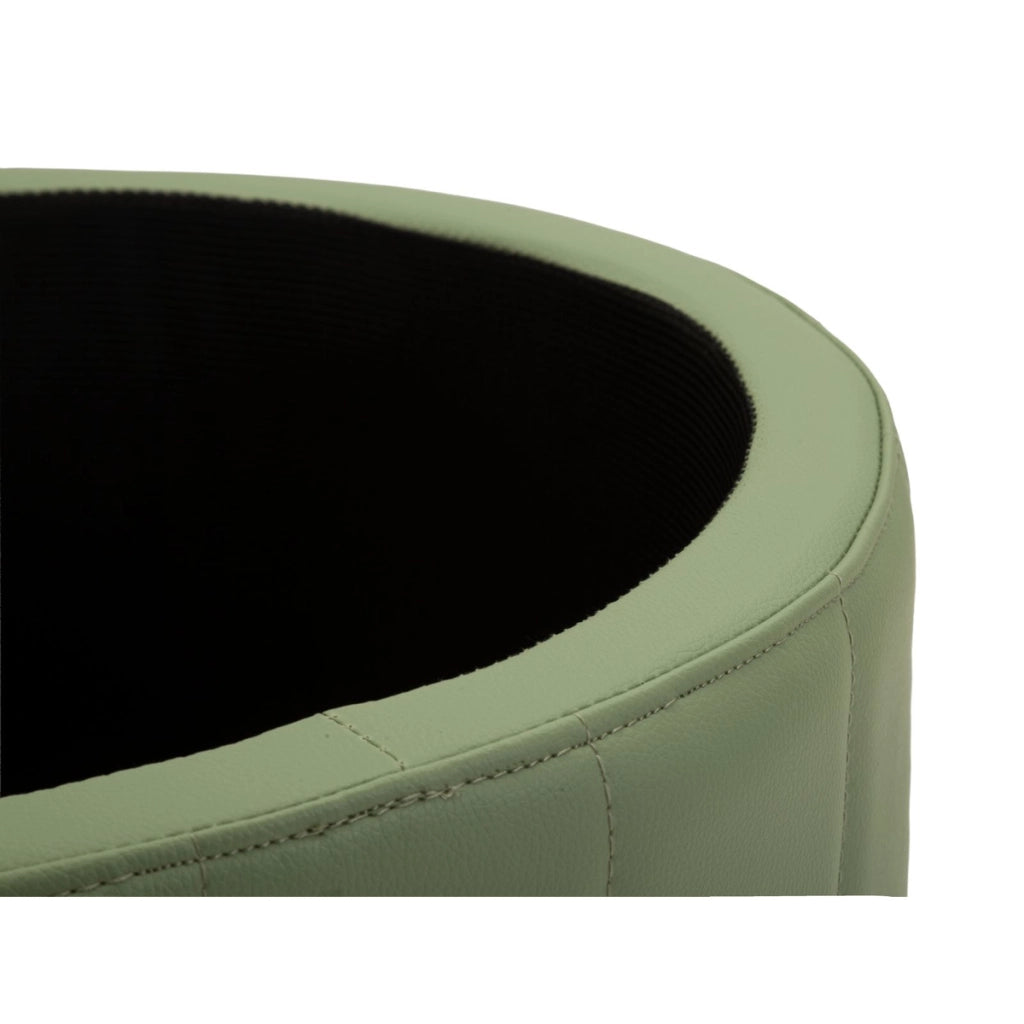 Pouf London in ecopelle verde con dettagli oro