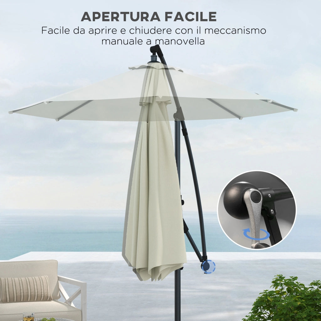 Ombrellone da Giardino ¨C Zephmum ¨C Bianco Crema ?3x2.6 m 8 Stecche Alluminio