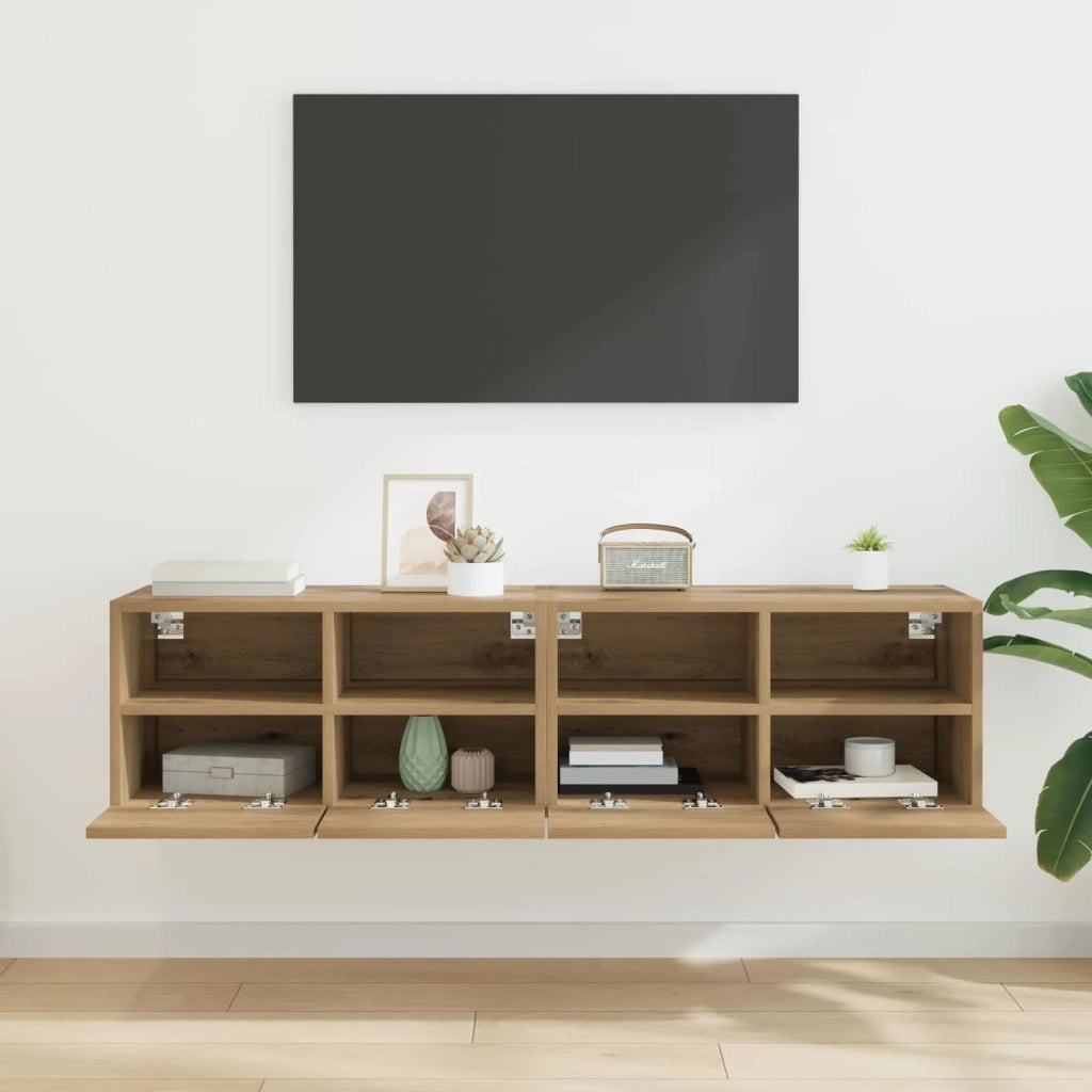 Mobiletti TV da Parete 2 pcs Rovere artigianale 60 x 30 x 30 cm 882925
