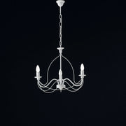 Lampadario in ferro Bianco shabby tre luci 49x h43 cm
