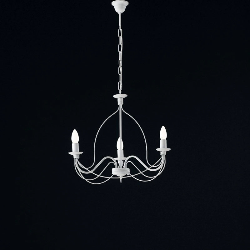 Lampadario in ferro Bianco shabby tre luci 49x h43 cm