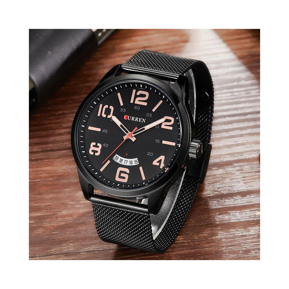 Trade Shop - Orologio Polso Curren 8236 Uomo Analogico Quarzo Military Data Nero Oro -