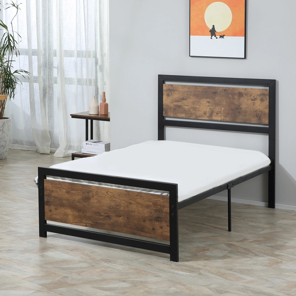 Letto Singolo in Legno e Metallo con Doghe ¨C Zephmum ¨C 90x200 cm