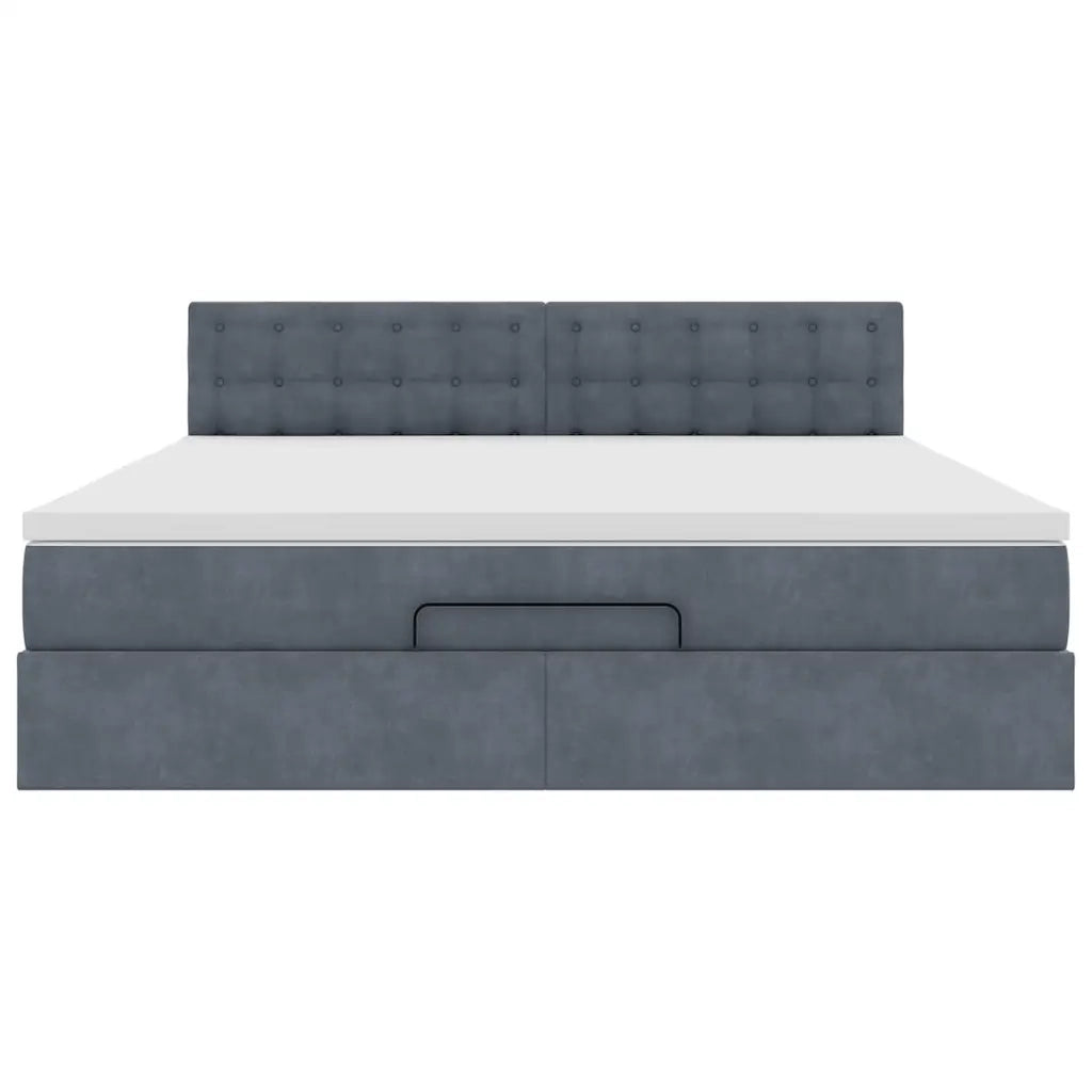Struttura Letto Pouf con Materasso 160x200 cm in Velluto