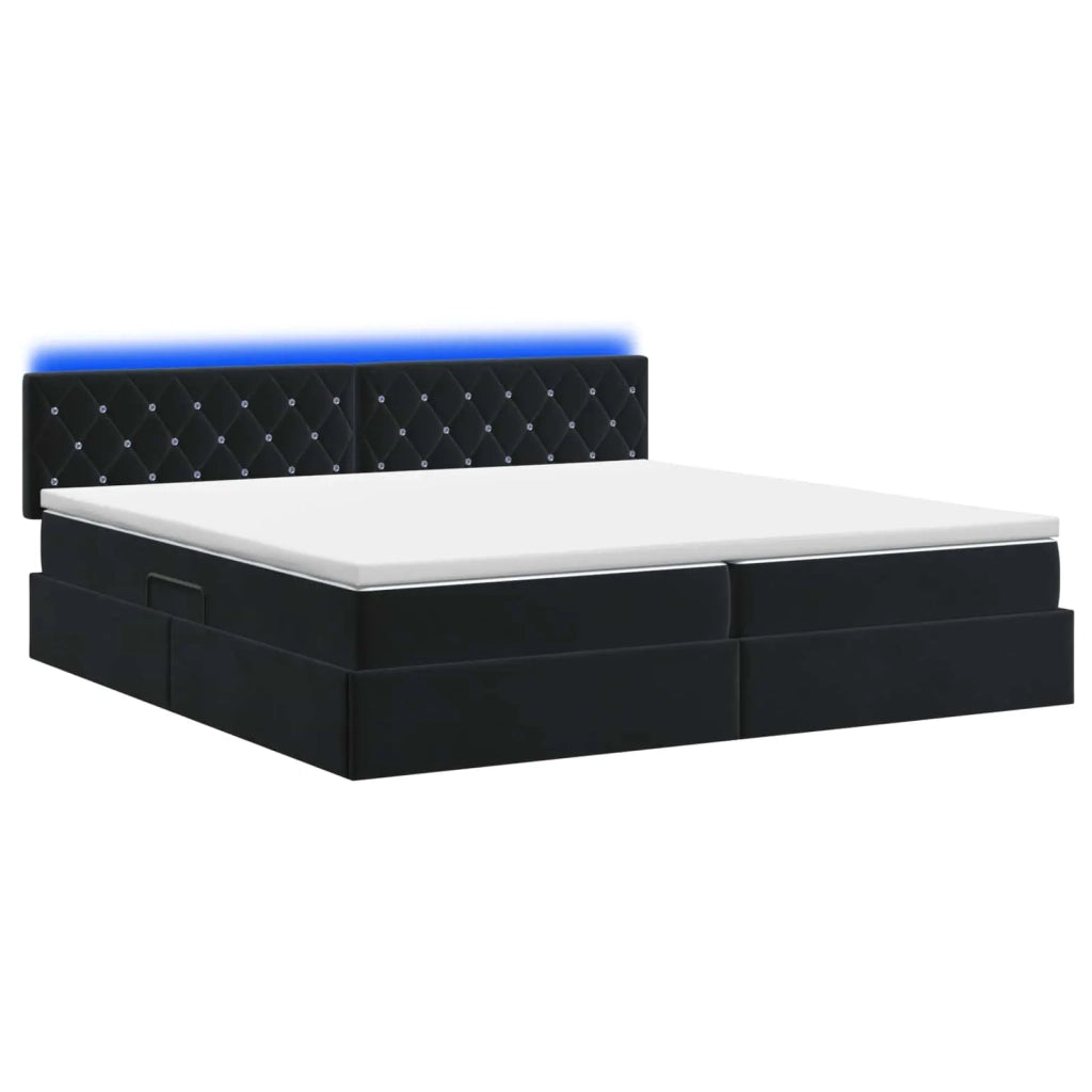 Letto con contenitore LED e materasso Nero 200 x 200 cm Velluto 3459212