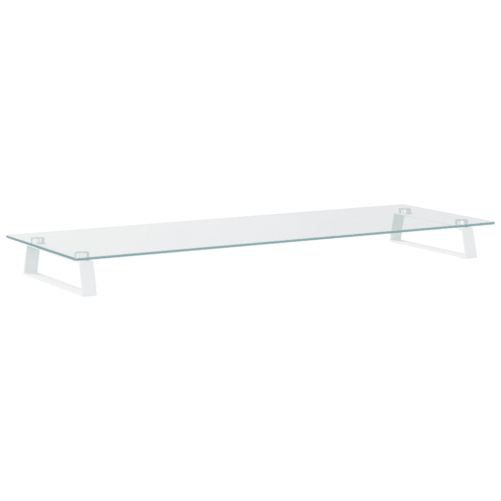 Supporto per Monitor Bianco 100x35x8cm Vetro Temperato Metallo 374222