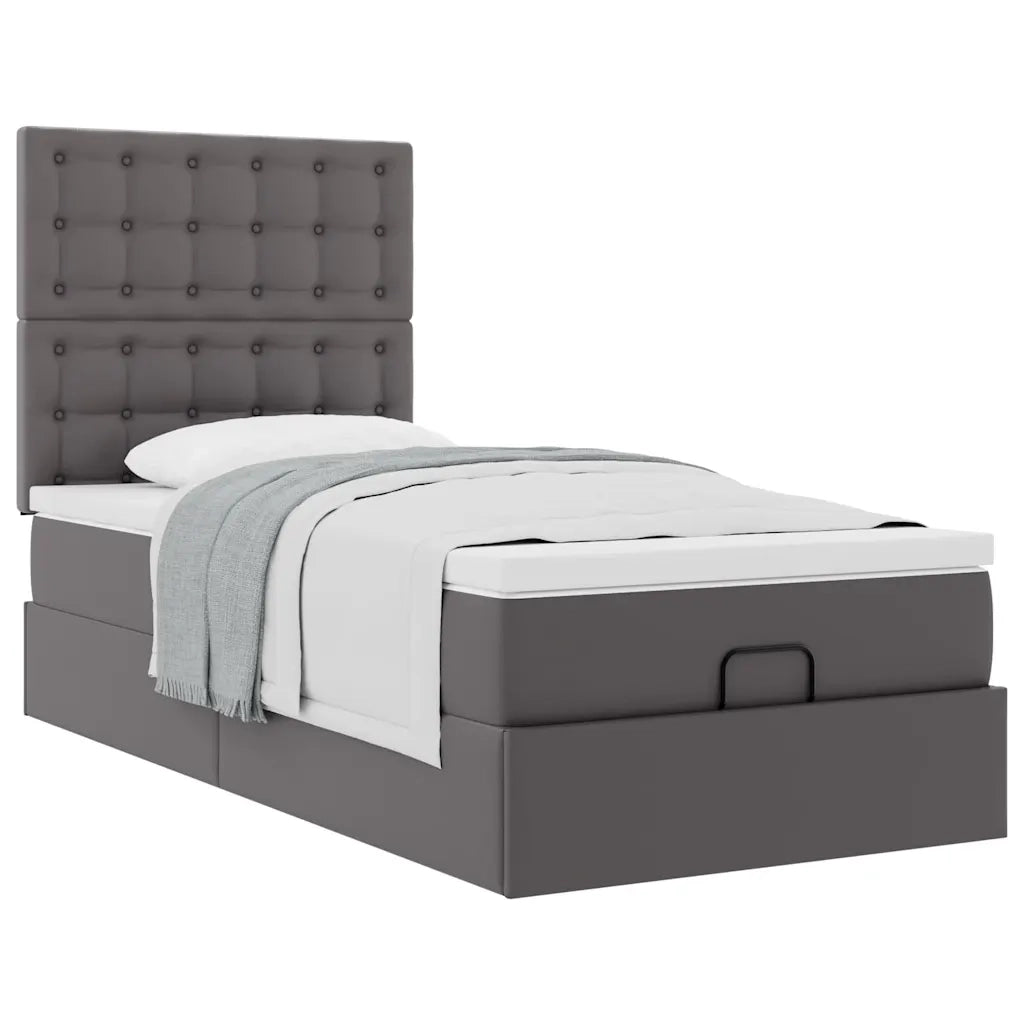Letto Pouf con Materasso Grigio 100x200 cm Similpelle 3312989