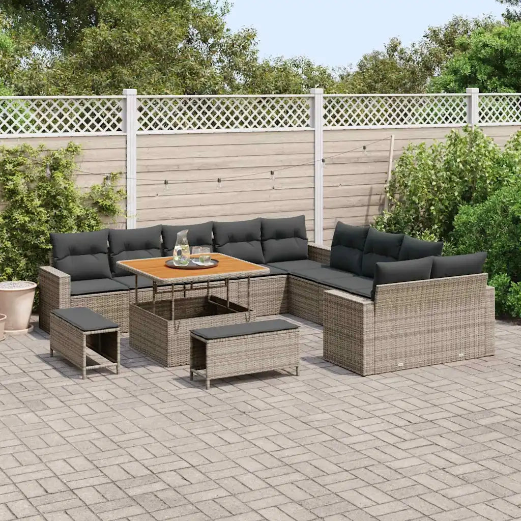 Set Divano da Giardino con cuscino 17 pcs Grigio polyrattan 3363618