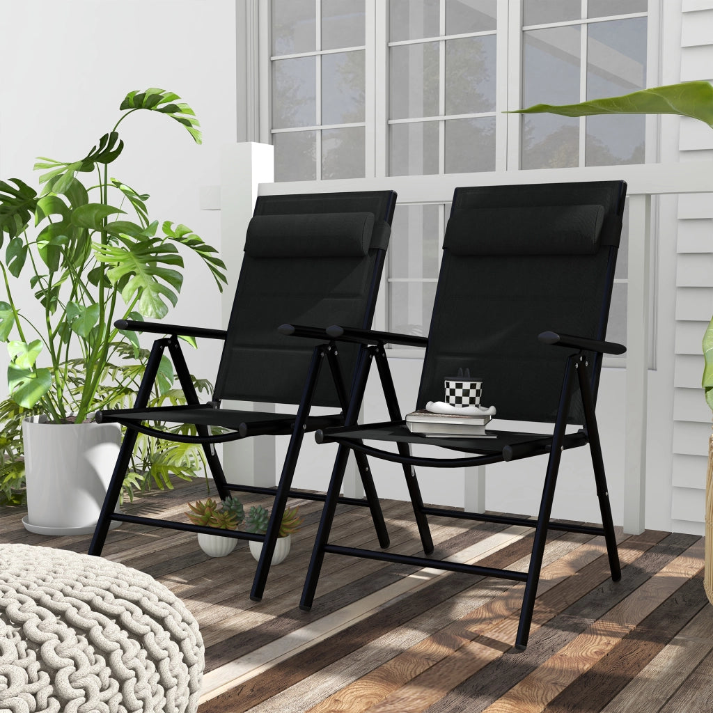 Sedia da giardino pieghevole ¨C zephmum ¨C nera, struttura in metallo, 54x67x108 cm
