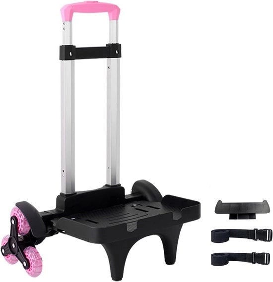Carrello trasportabile pieghevole con ruote - leggero e multifunzionale - rosa