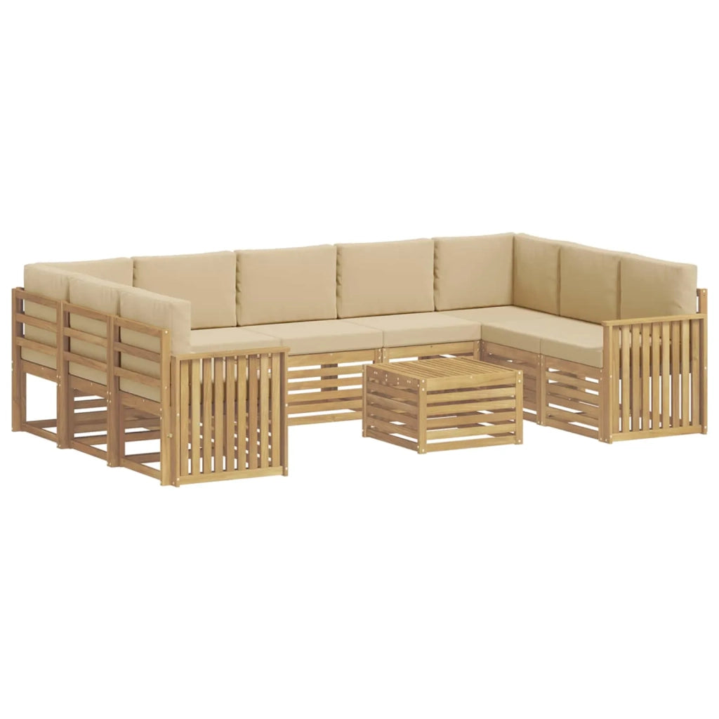 Set di divani da esterno 10 pcs Bianco e Beige 59 x 59 x 37 cm 3392543