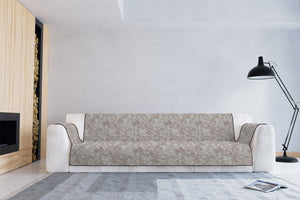 Copridivano con Copri Braccioli Seduta 230 cm in Poliestere e Cotone Marrone