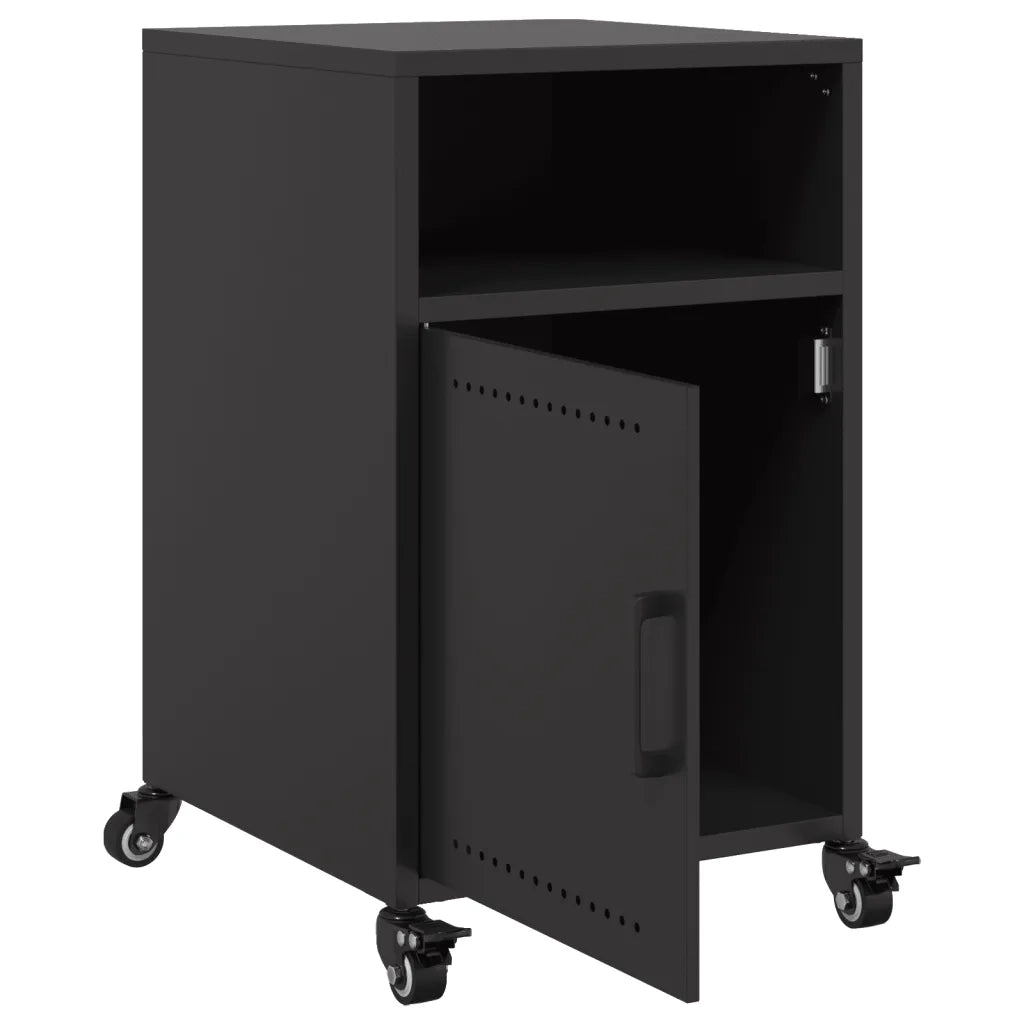 Set di 2 Comodini | Armadio da Notte | Mobiletto da notte Neri 36x39x59 cm in Acciaio