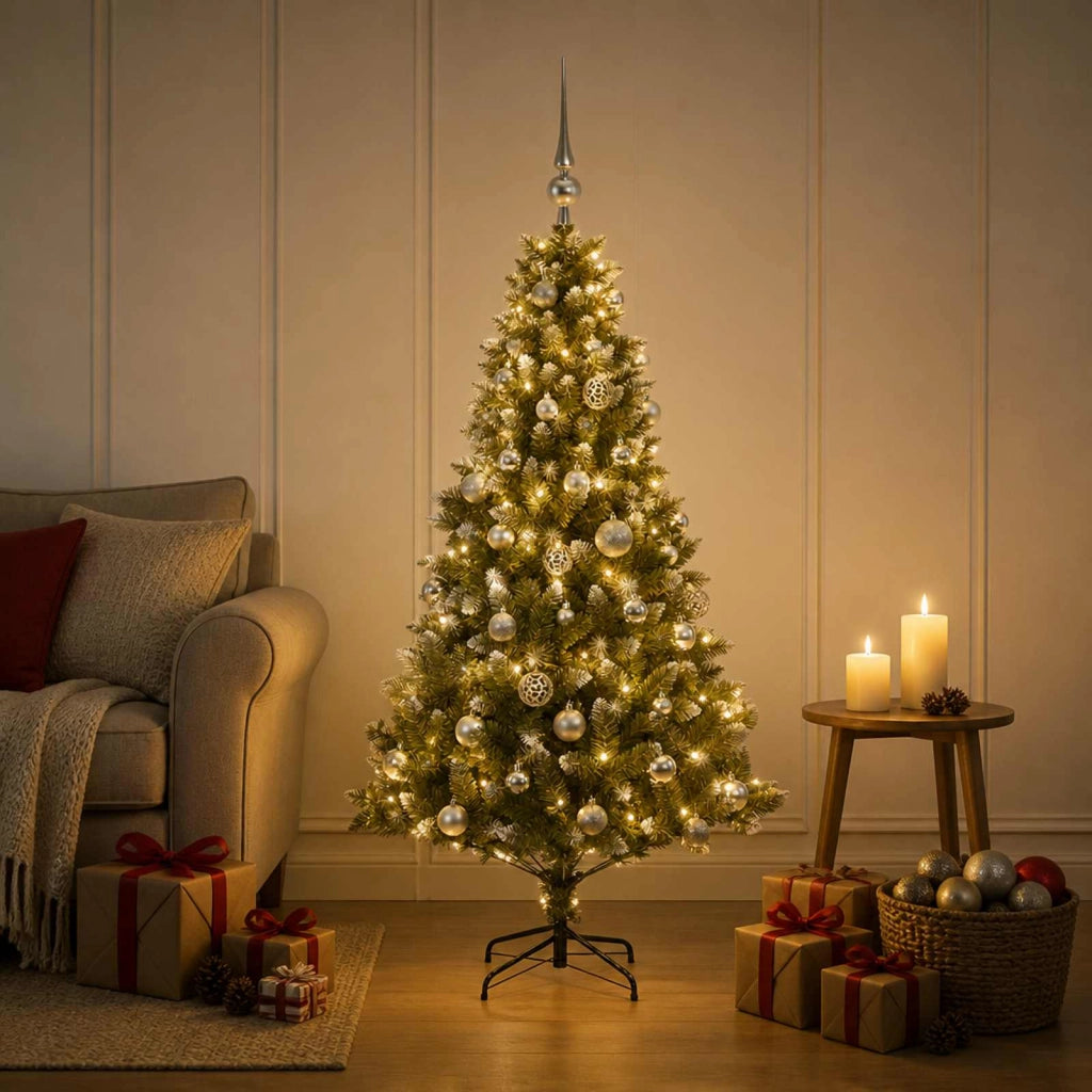 Albero di Natale Artificiale con Palline 120 cm 150 LED 3461350