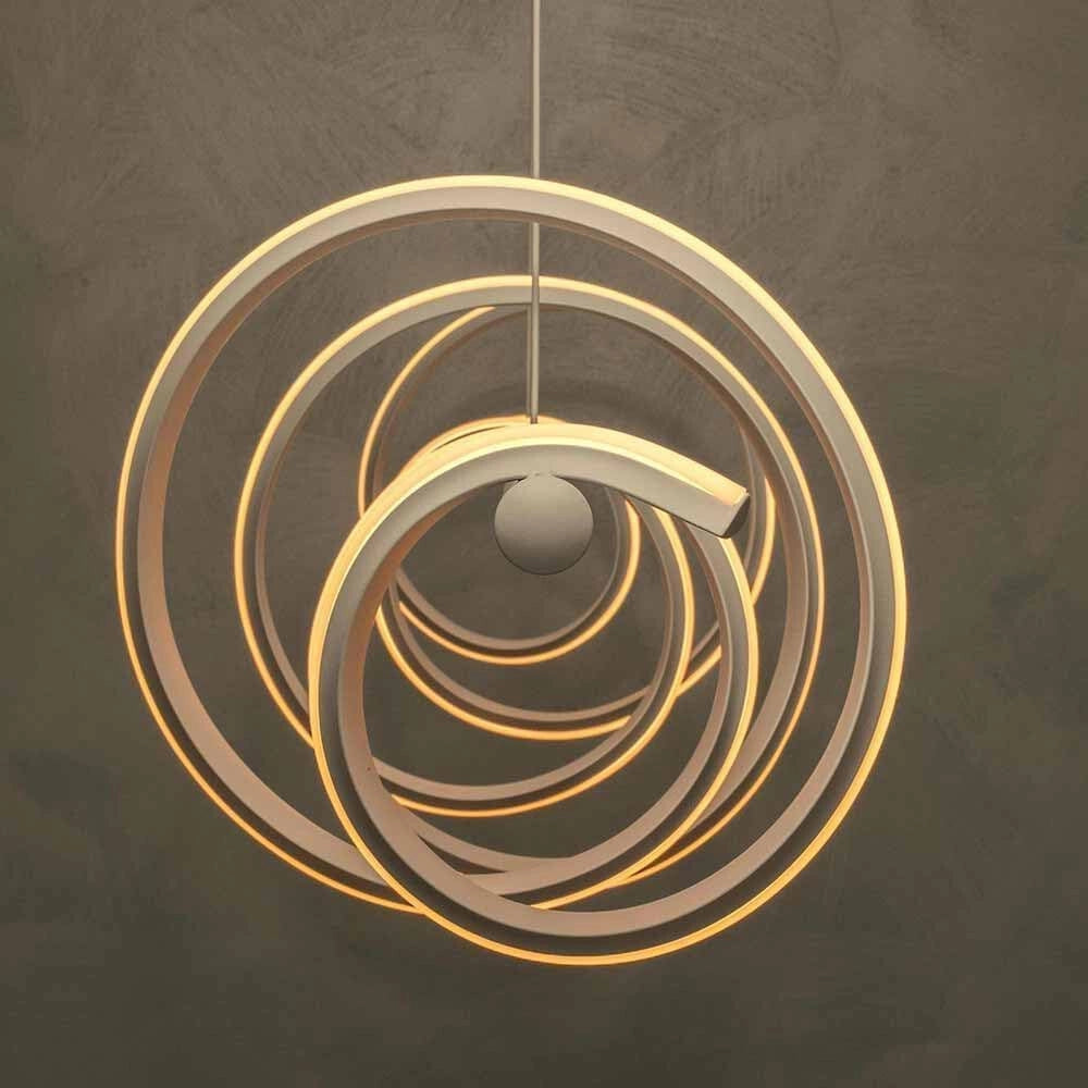 Trade Shop - Lampadario Led 60 Watt Lampada Twist Bianco Stilizzato Tecnologia Cct 3000k-6500k A68-b3c -
