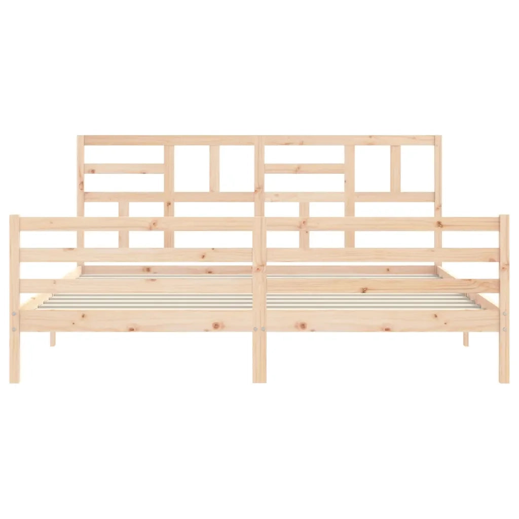 Giroletto con Testiera Super King Size-Struttura Letto in Legno Massello 855128