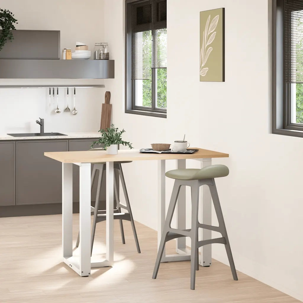 Gambe per tavolo da bar a forma di T 2 pz bianche 60x35x(90-91) cm in acciaio 4013081