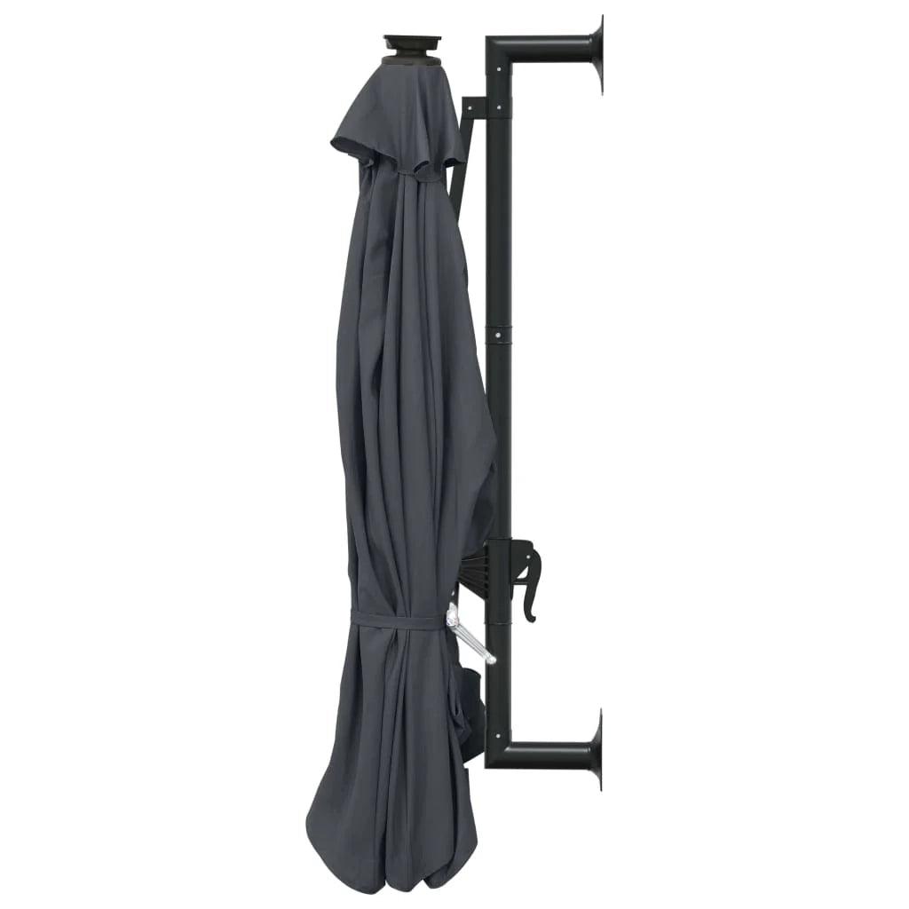 Ombrellone da parete con palo in metallo e illuminazione a LED 300 cm antracite 02_0008690