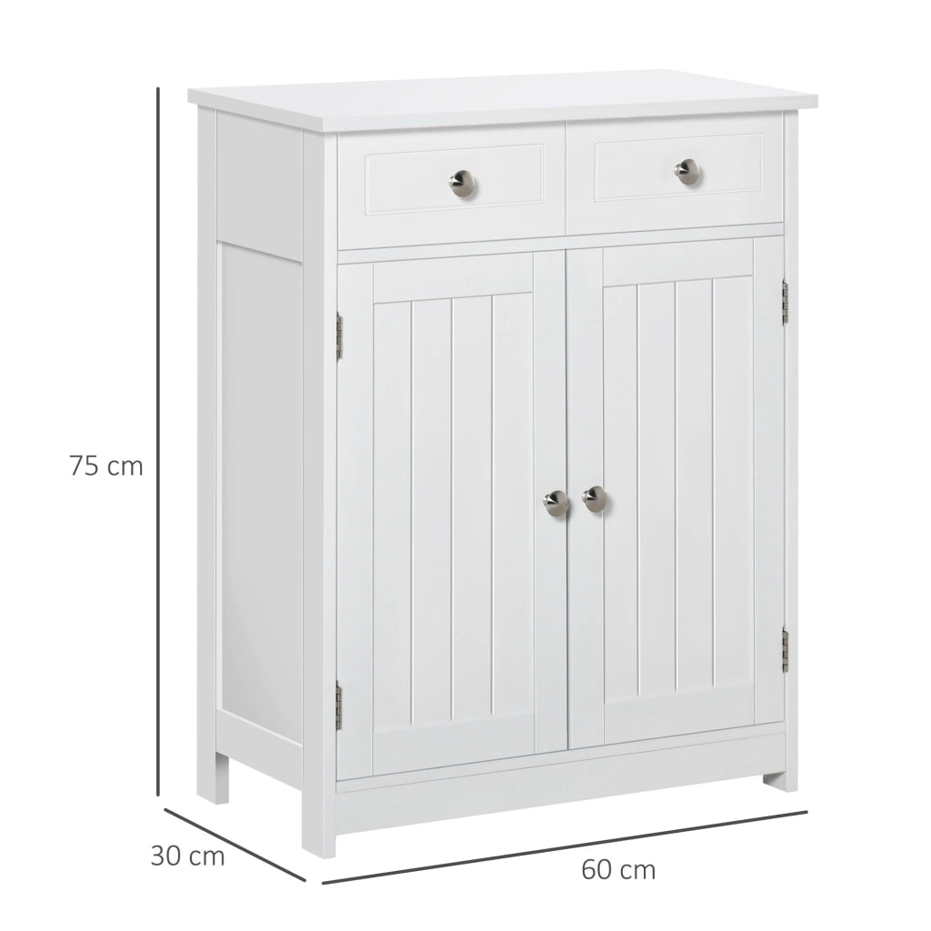 Mobile da Bagno 2 Ante con Cassetti 60x30x75 cm in Legno Bianco