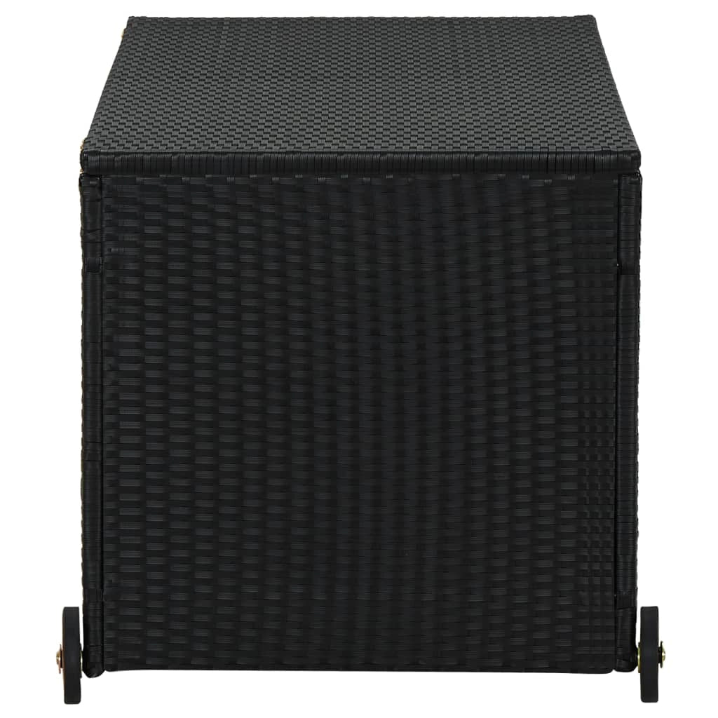 Contenitore/box da giardino 120 x 65 x 61 cm resina intrecciata nera 02_0013110