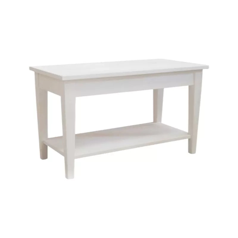 Tavolino rettangolare arte povera legno bianco 80x40x47 - Mobili 2G