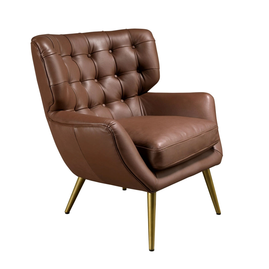 Poltrona Chester in pelle marrone scuro