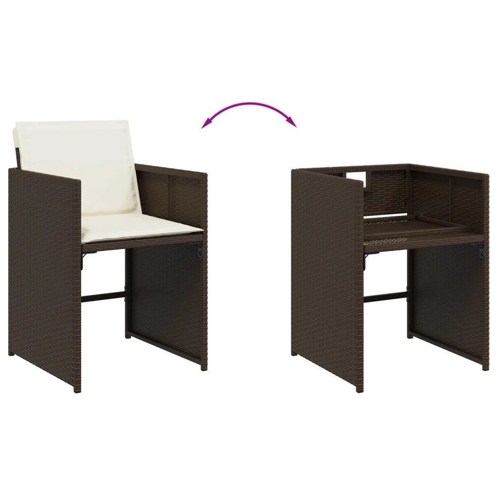 Set da Pranzo da Giardino 11 pz con Cuscini Polyrattan Marrone 3277880