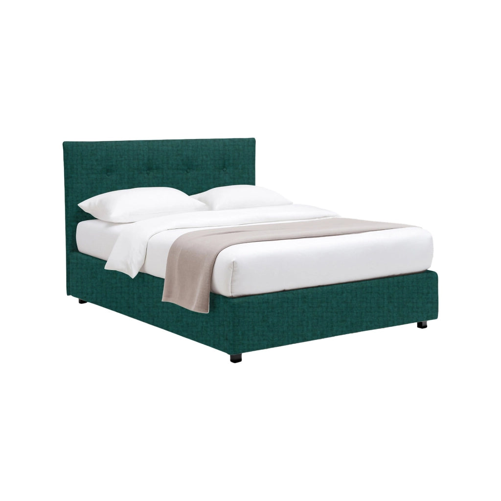 Oxford, Letto Matrimoniale Sfoderabile Made in Italy, Verde Petrolio