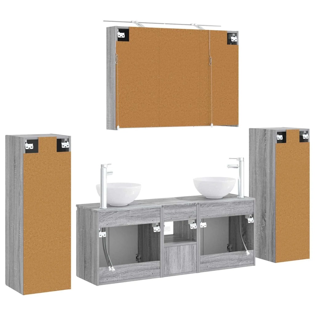 Set di mobili per il bagno 6 pcs Sonoma grigio 3407148