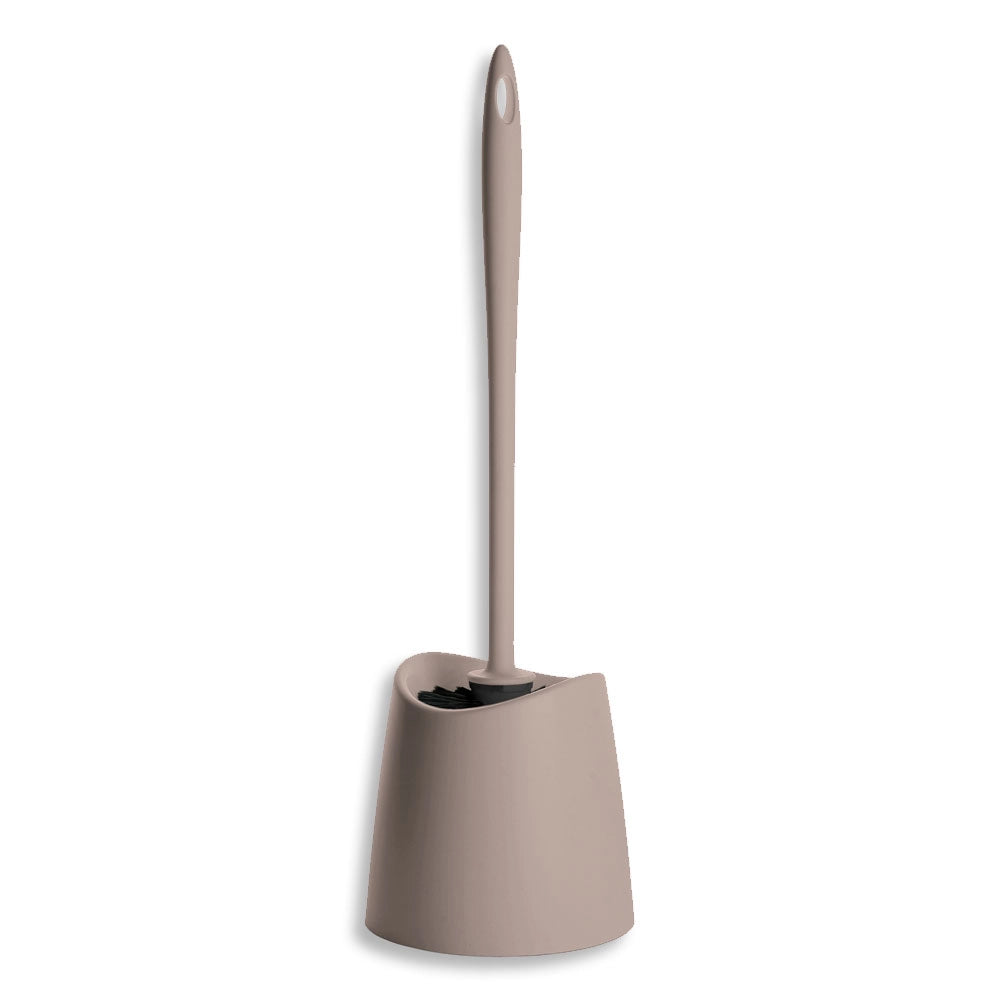 Portascopino wc da appoggio tortora in abs con setole nere
