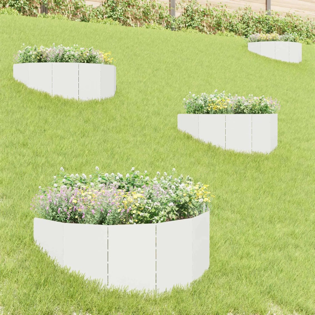 Bordura per Prato 4 pz 100 x 45 cm Acciaio Bianco 8008892