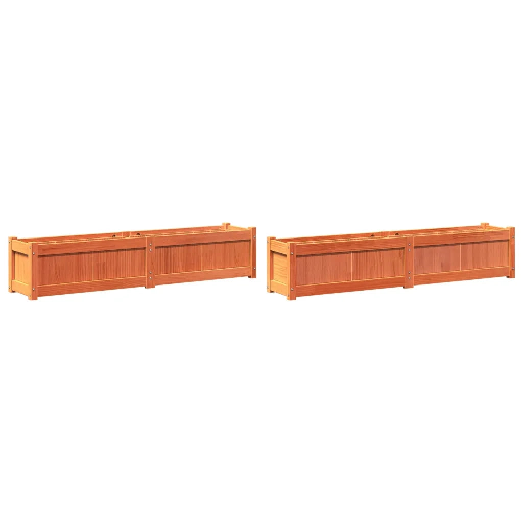 Fioriere da Giardino 2pz Marrone Cera Legno Massello di Pino 837479