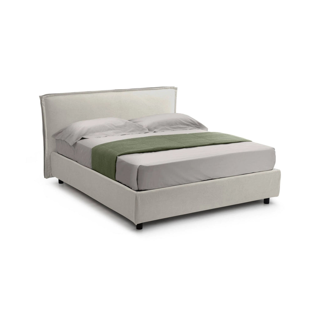 Letto Matrimoniale Brunate, Letto Matrimoniale Materasso Incluso Made in Italy, Beige