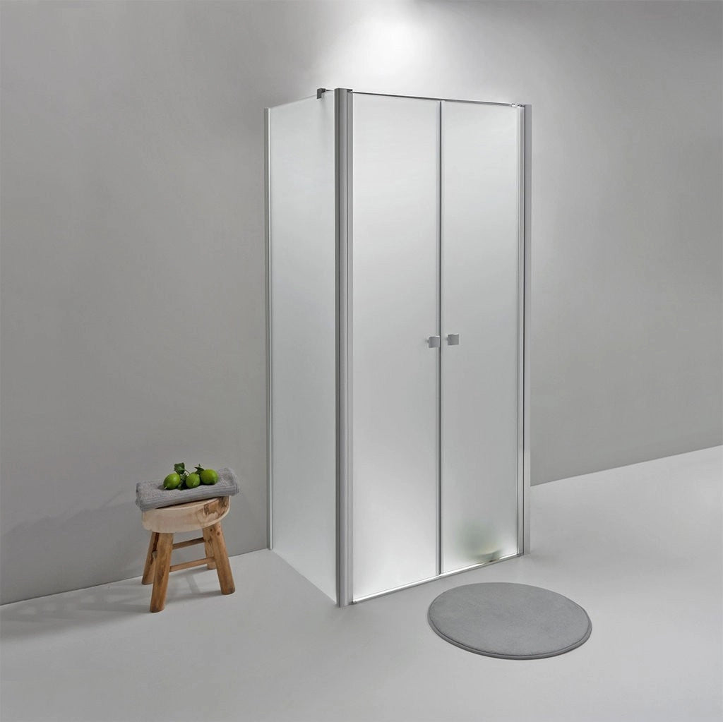 BOX DOCCIA ELITE TRE LATI 80x100x80 CM APERTURA SALOON OPACO