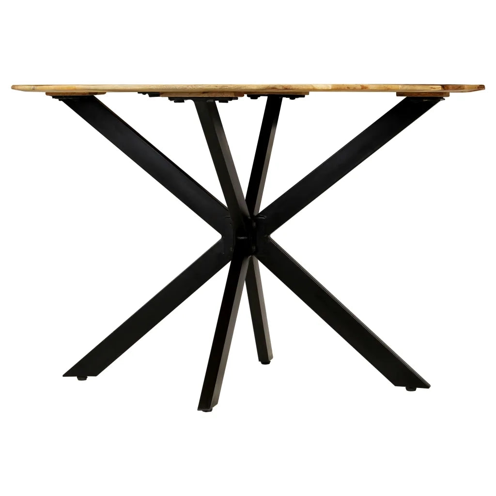 Tavolo da Pranzo in Massello di Mango Grezzo e Acciaio 120x77cm 246013