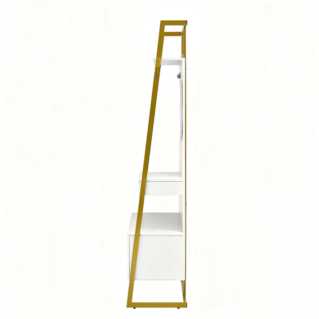 Guardaroba da ingresso 78x38,5x180,5 cm bianco MDF e metallo con specchio