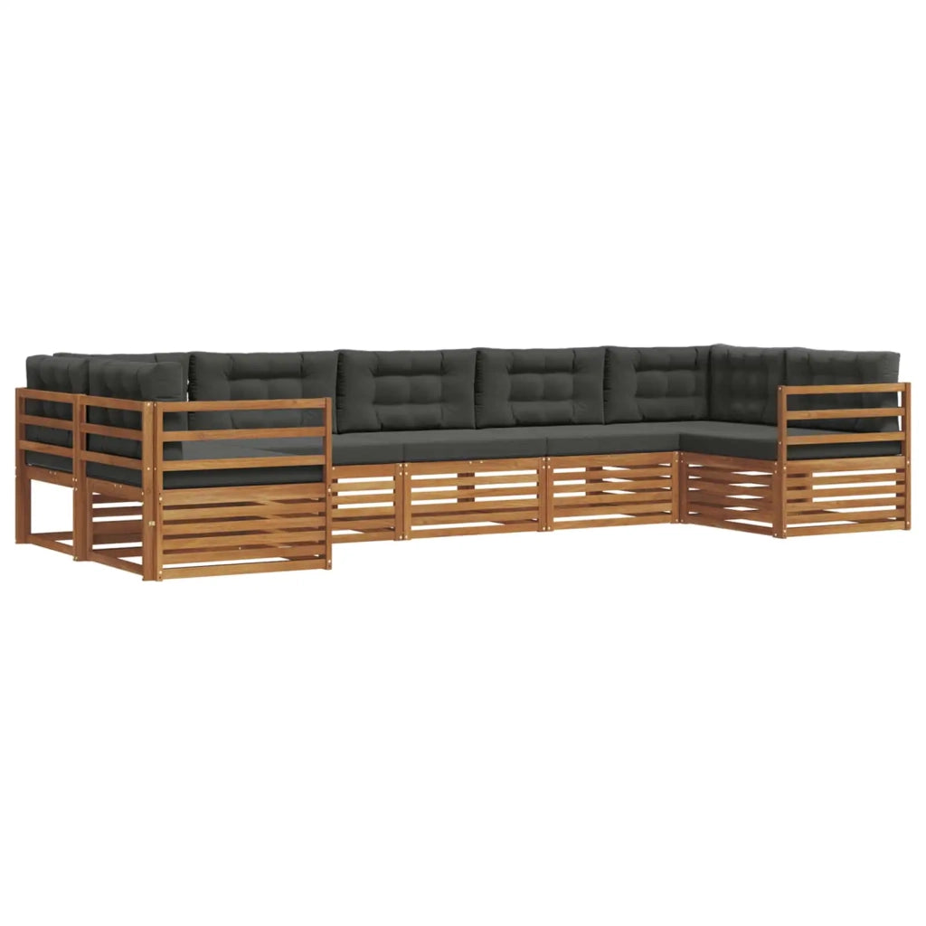 Set di divani da esterno con cuscino 7 pcs Naturale e Antracite