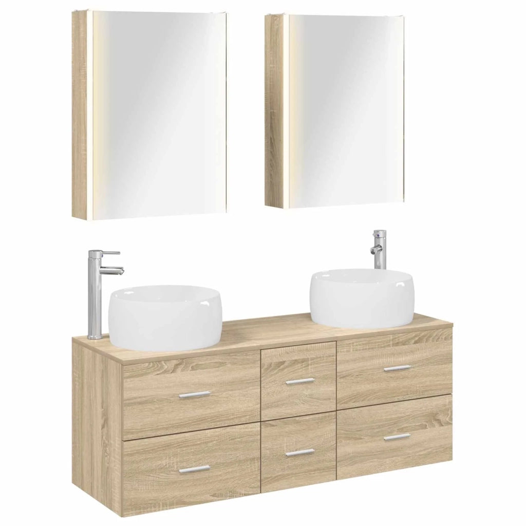 Set di mobili per il bagno 5 pcs Rovere Sonoma 3407049